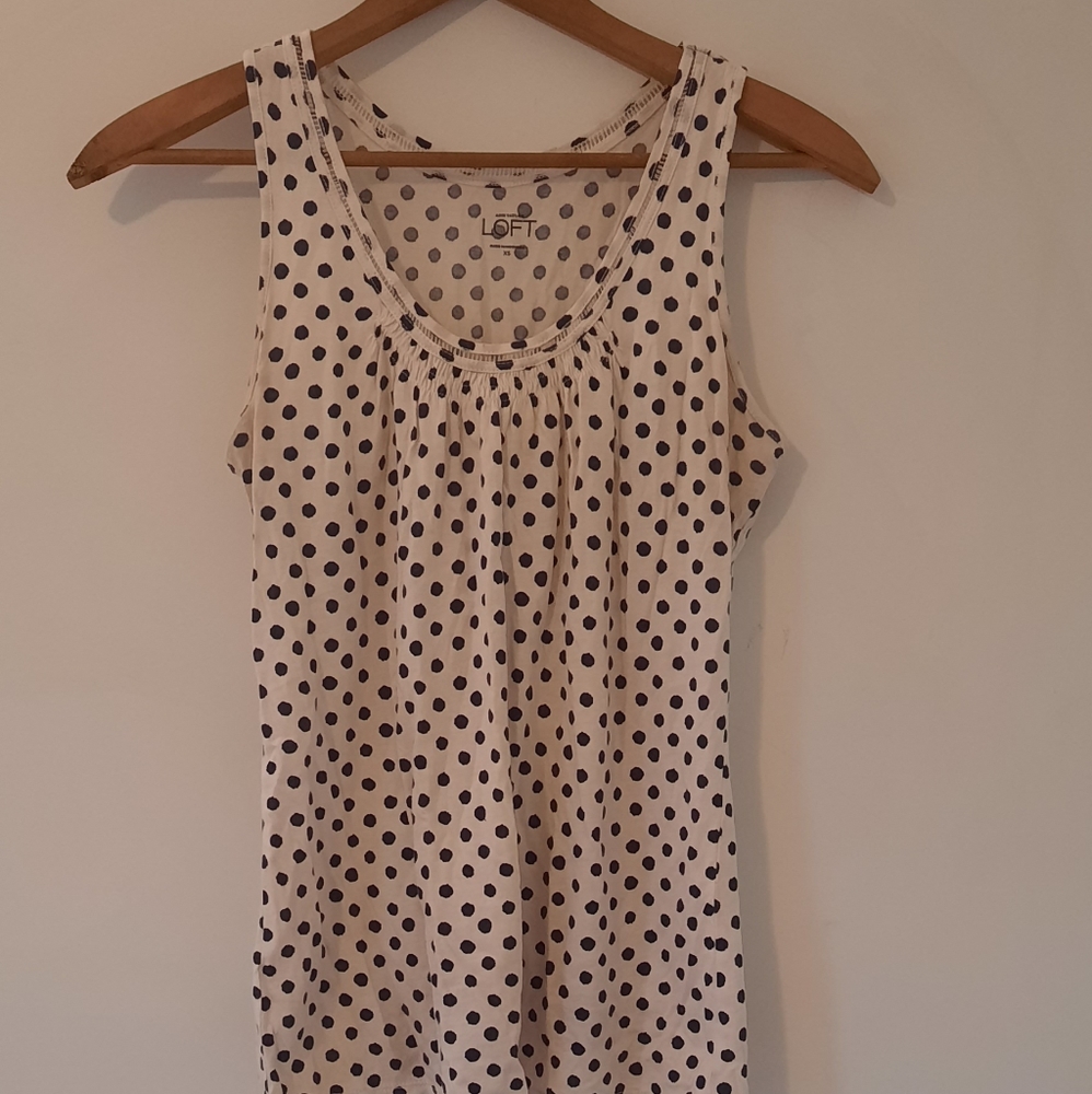 Loft Polka Dot Scoop Neck Tank, XS